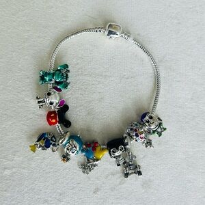 Silver Bracelet with Colorful Character Charms
